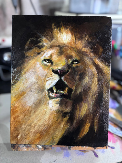 Free writing journal - original painted cover 'male lion’